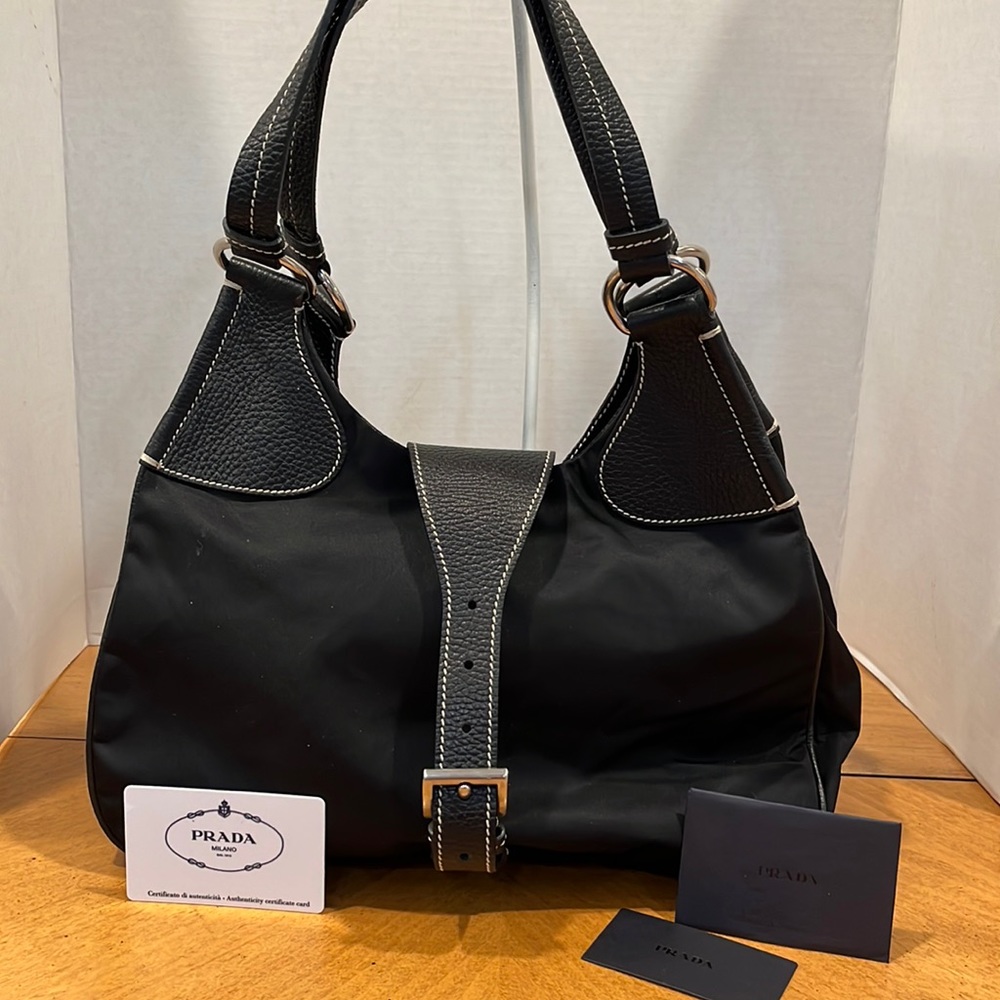 Prada  new , store display vintage impeccable hobo short style leather&fabric